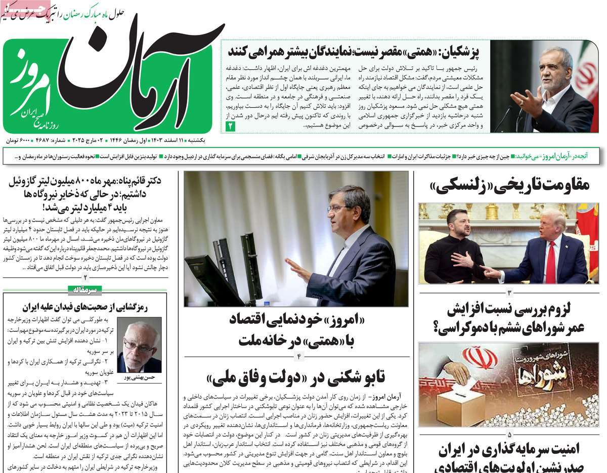 روزنامه آرمان امروز