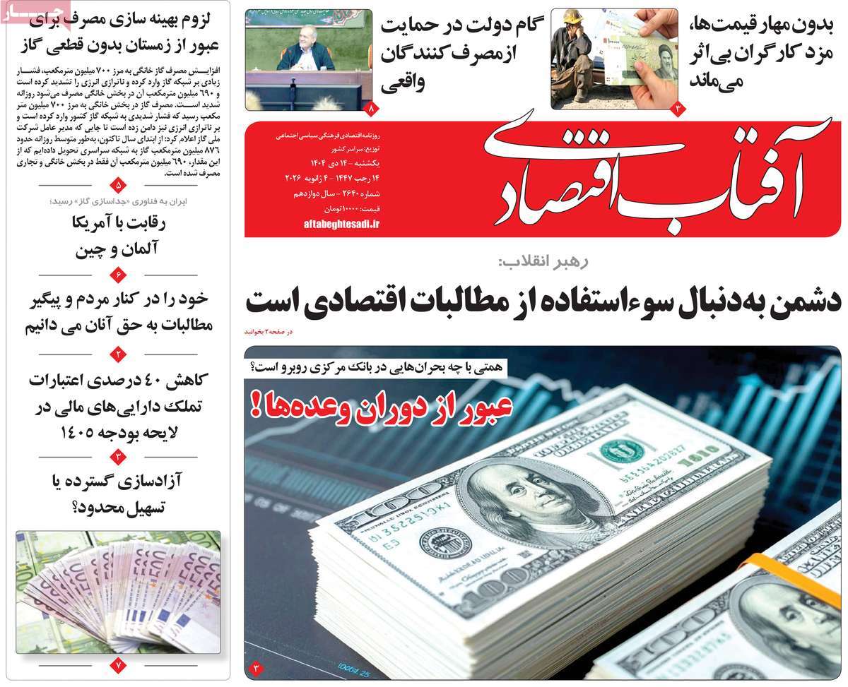 روزنامه آفتاب اقتصادی