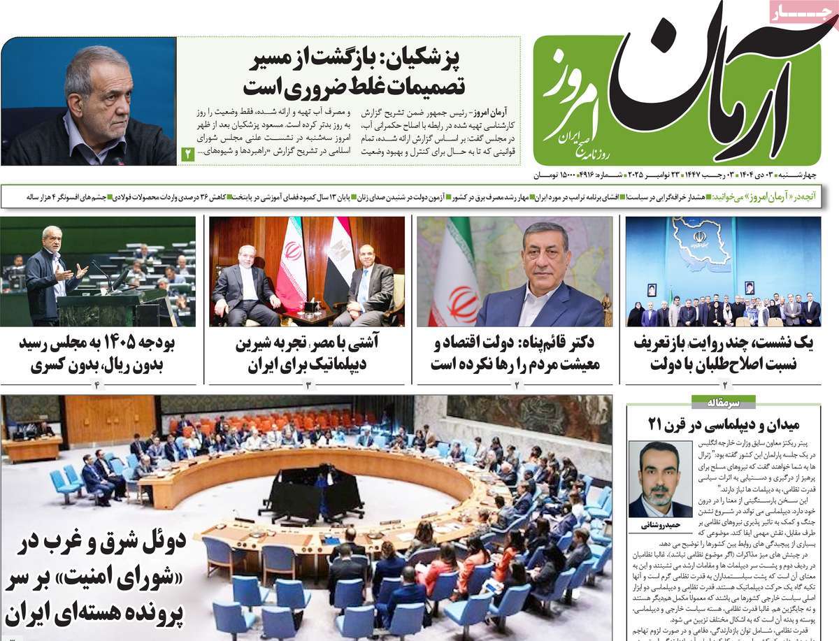 روزنامه آرمان امروز