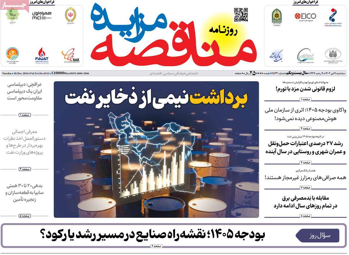 روزنامه مناقصه مزایده