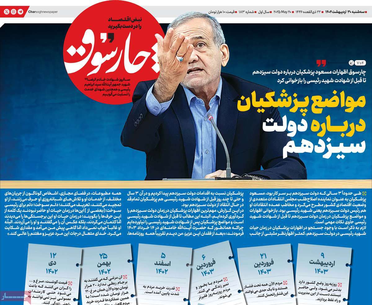 روزنامه های اقتصادی امروز سه شنبه ۳۱ اردیبهشت ۱۴۰۴ 19 روزنامه چارسوق
