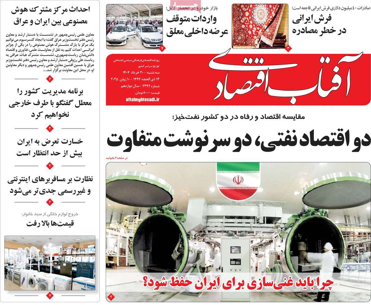 روزنامه آفتاب اقتصادی