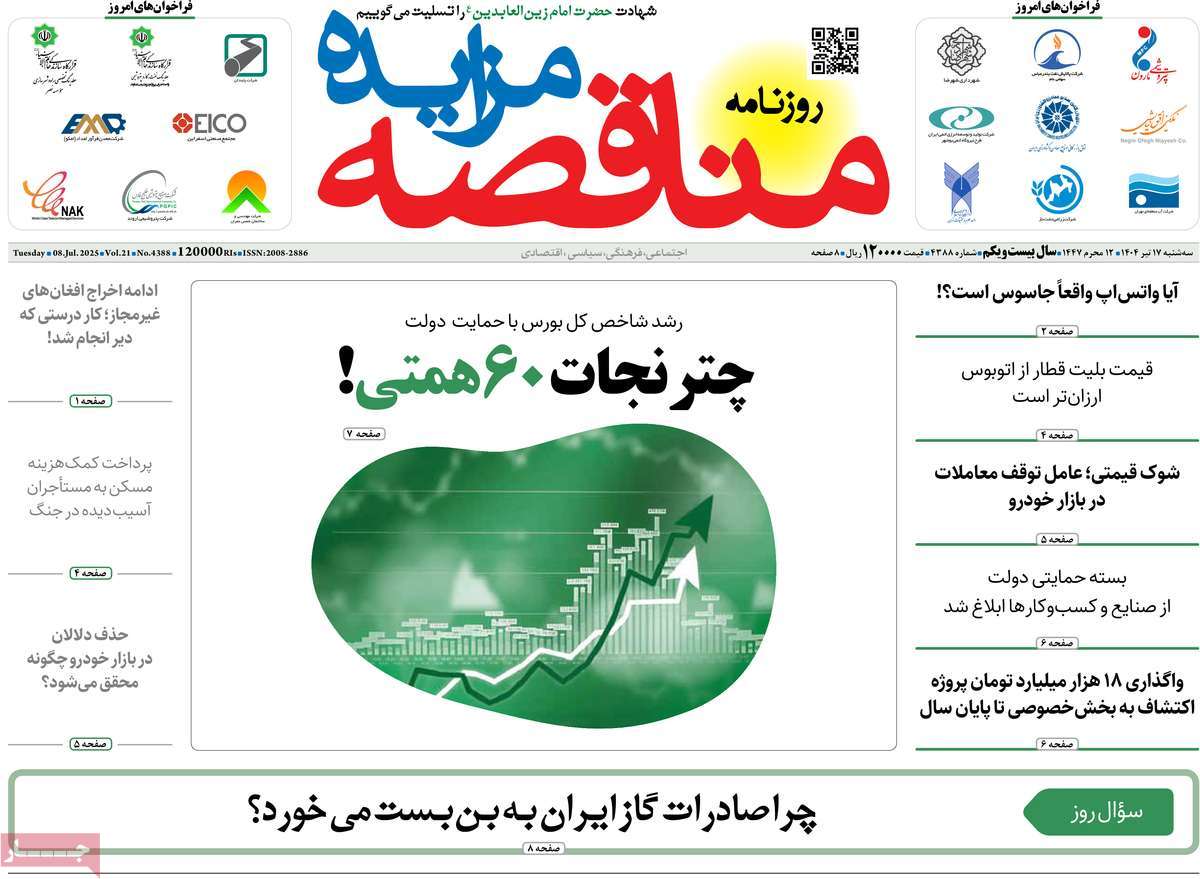 روزنامه مناقصه مزایده