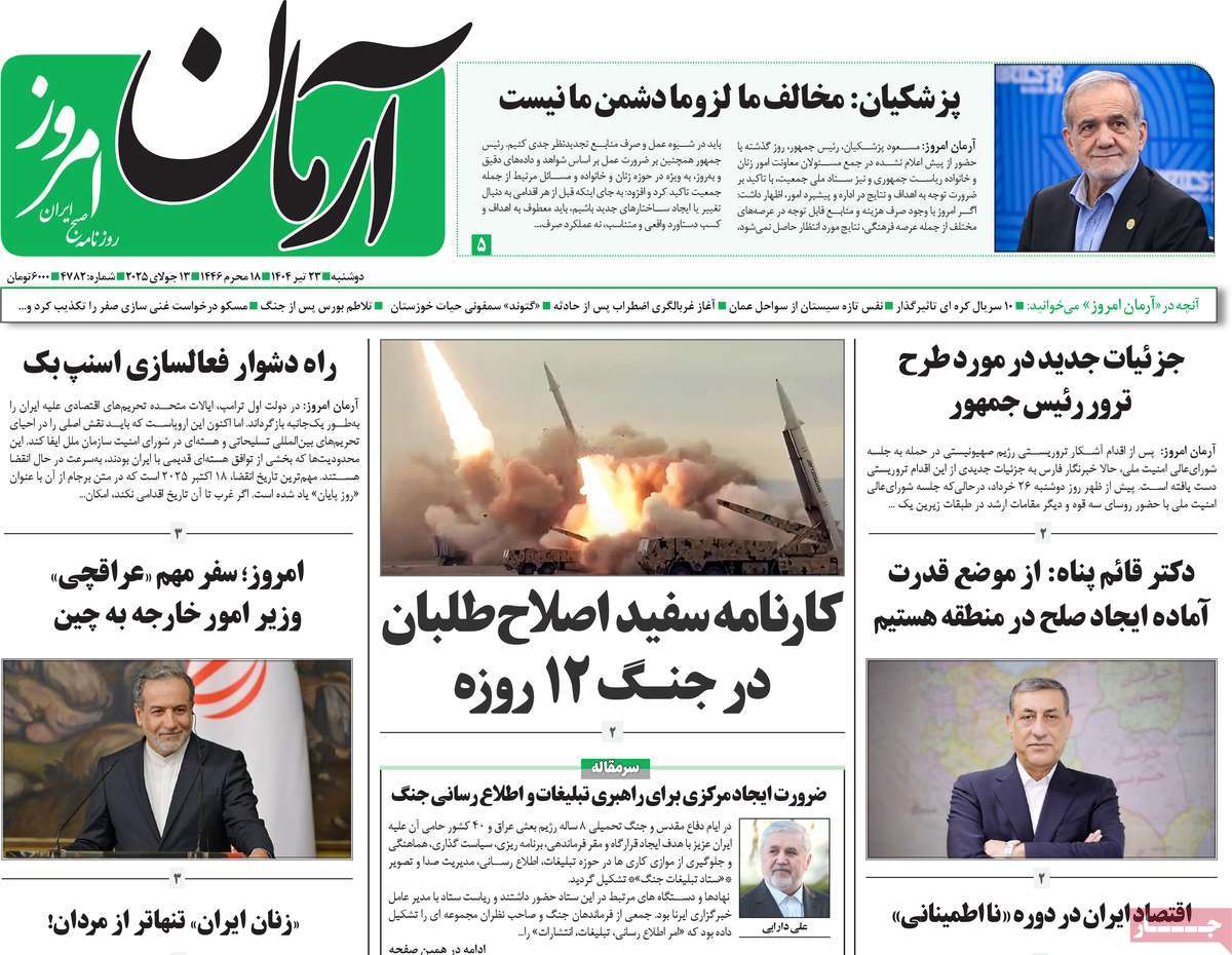 روزنامه آرمان امروز