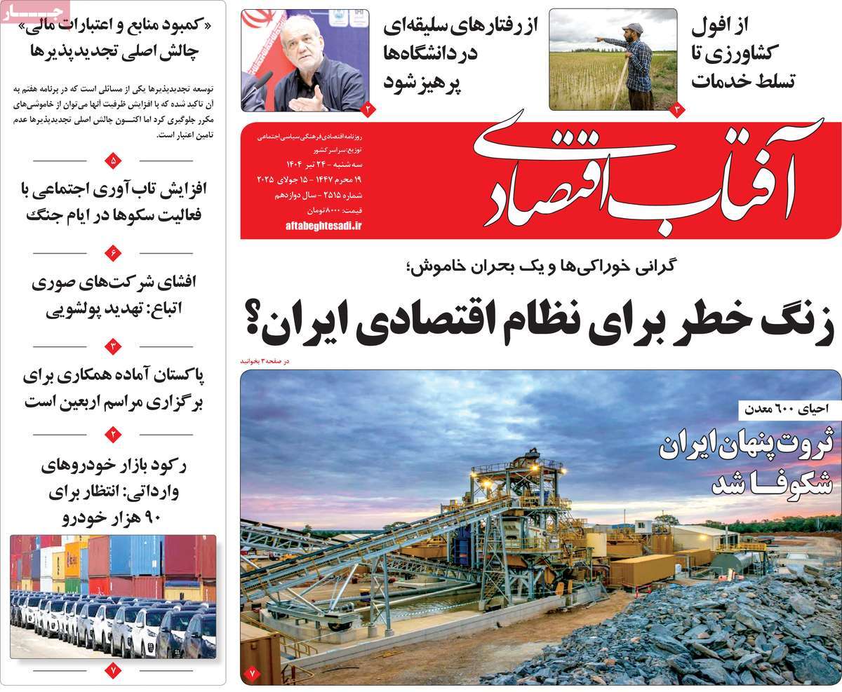 روزنامه آفتاب اقتصادی