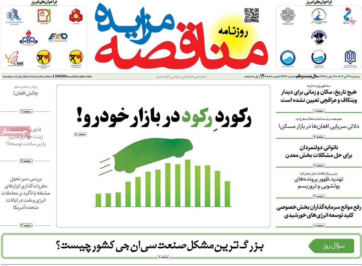 روزنامه مناقصه مزایده