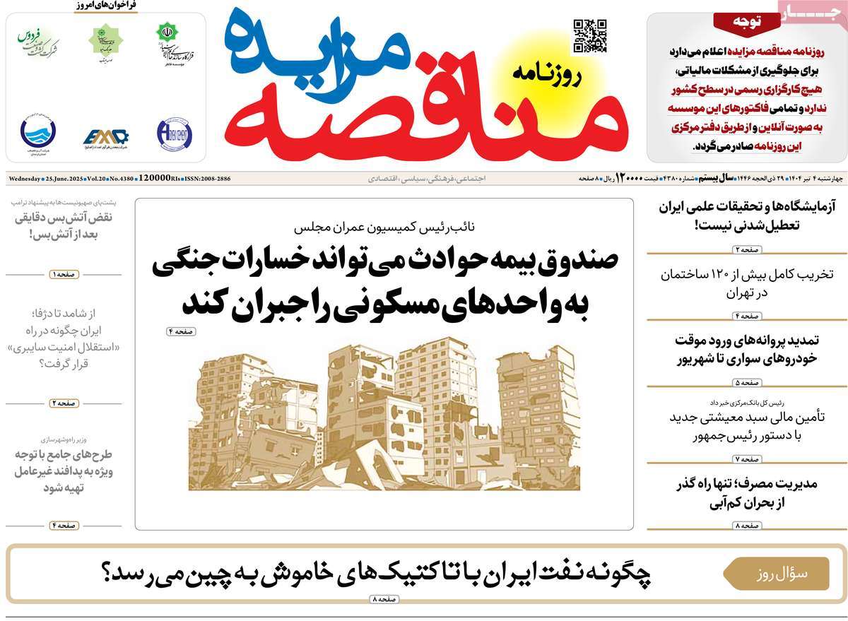روزنامه مناقصه مزایده