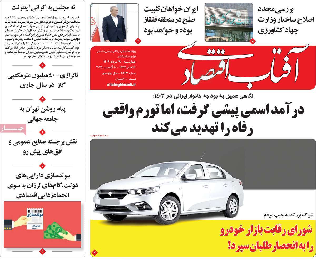 روزنامه آفتاب اقتصادی