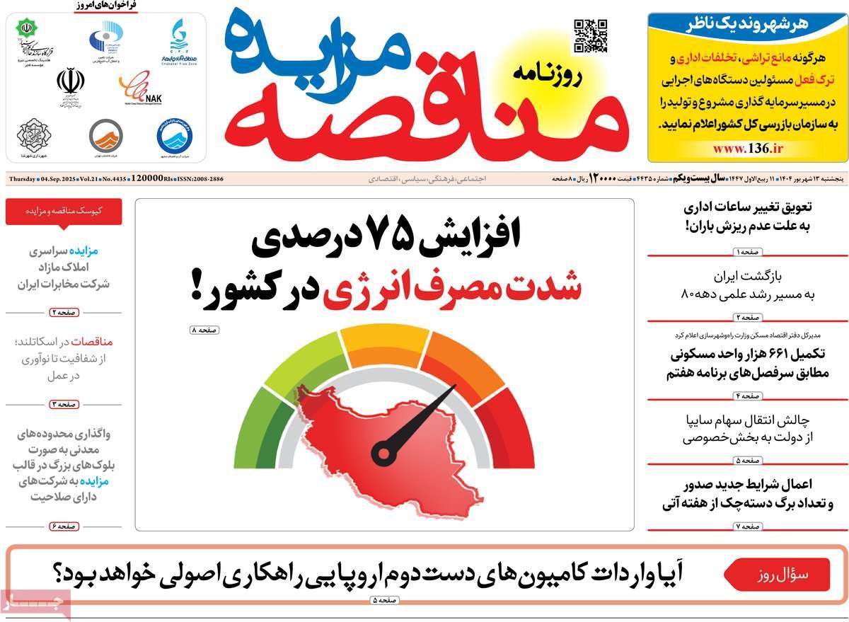 روزنامه مناقصه مزایده
