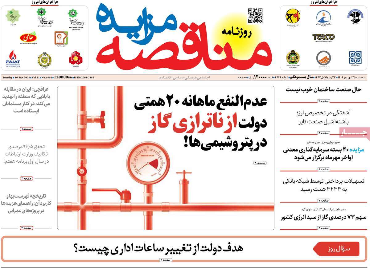 روزنامه مناقصه مزایده