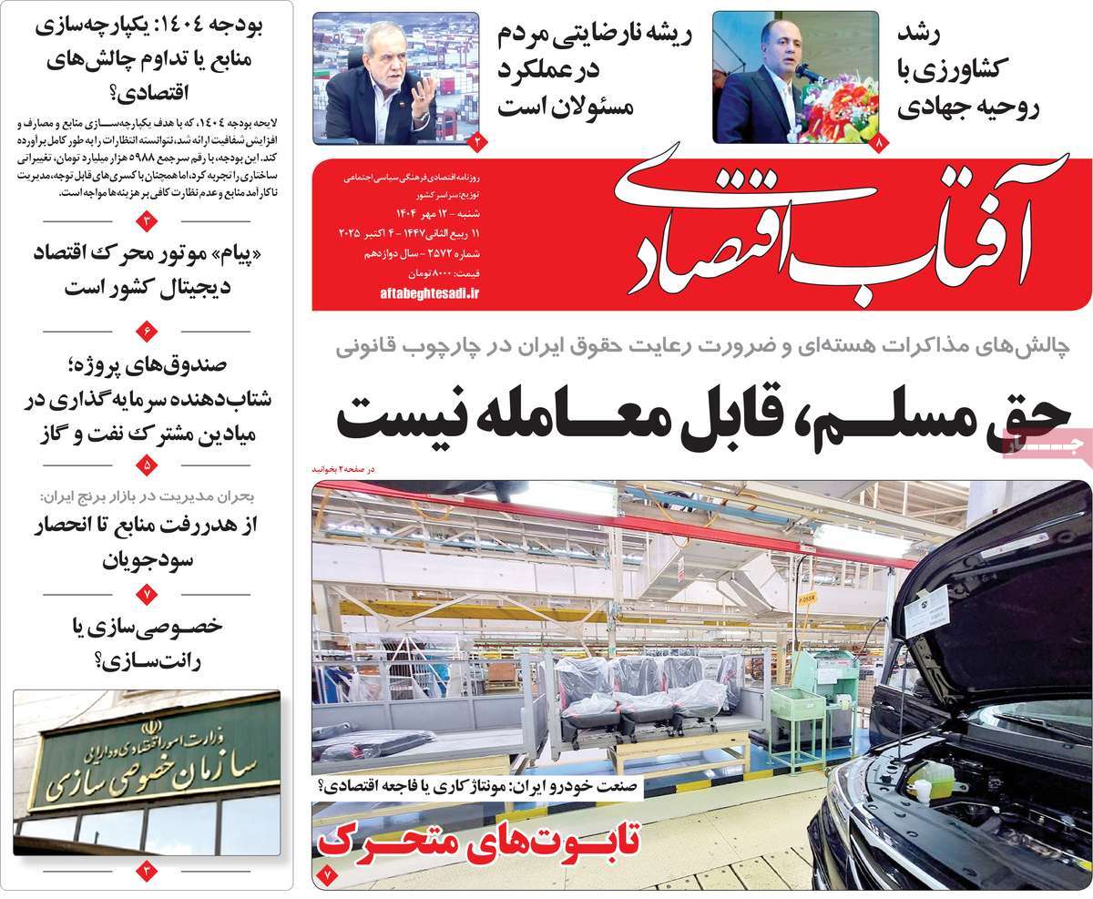 روزنامه آفتاب اقتصادی