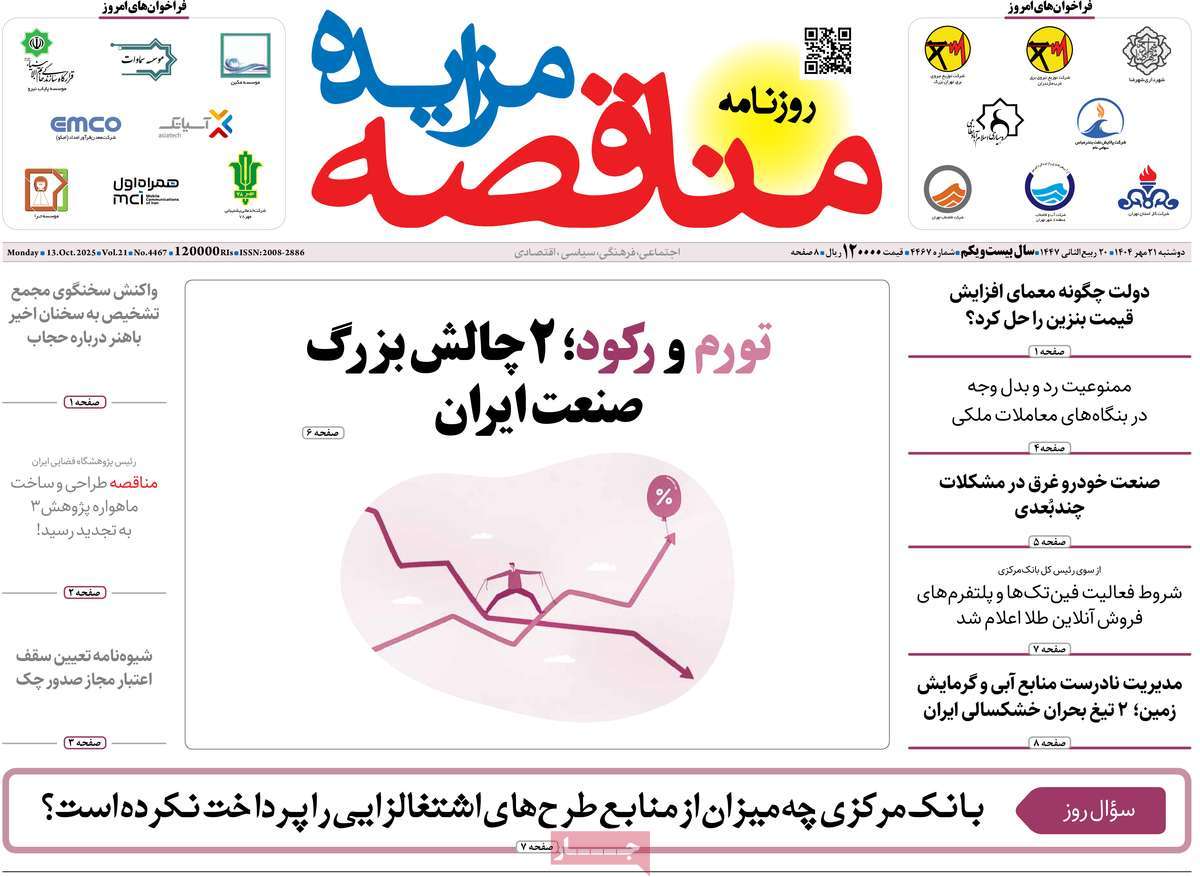 روزنامه مناقصه مزایده