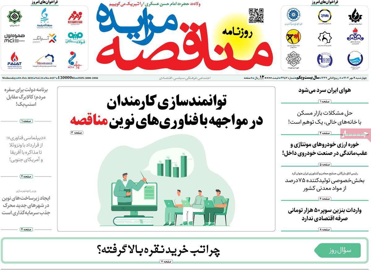روزنامه مناقصه مزایده
