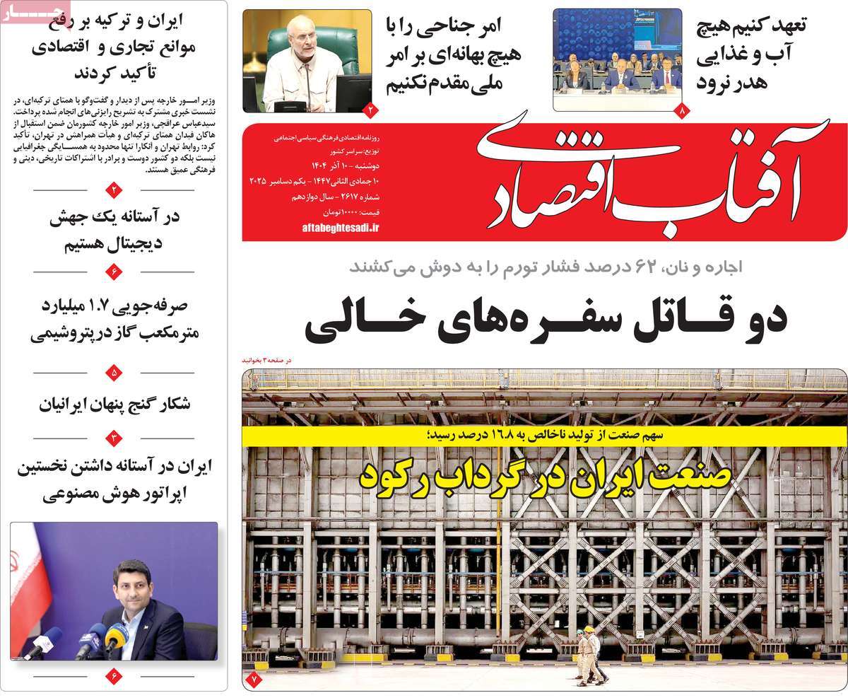 روزنامه آفتاب اقتصادی