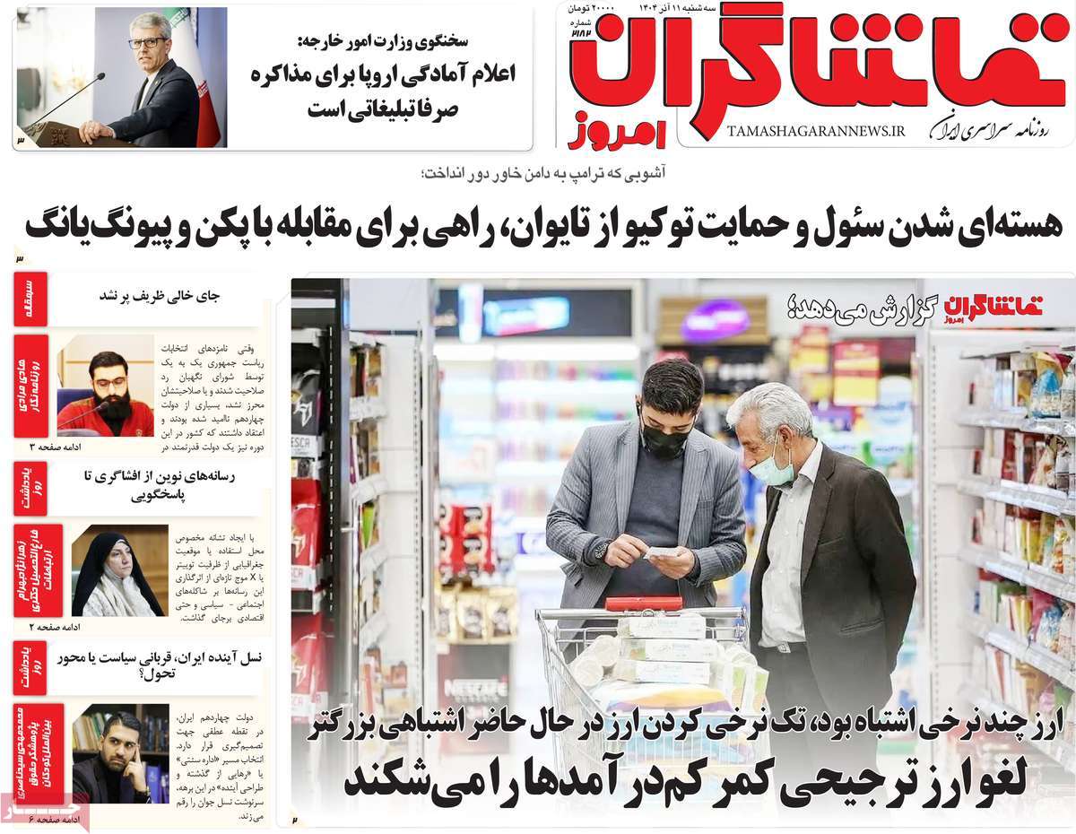 روزنامه تماشاگران امروز