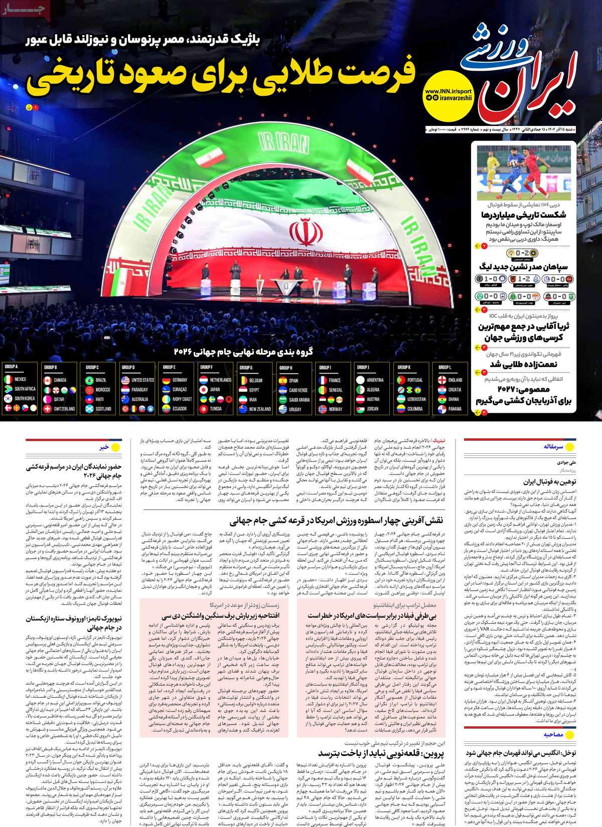 روزنامه ایران ورزشی