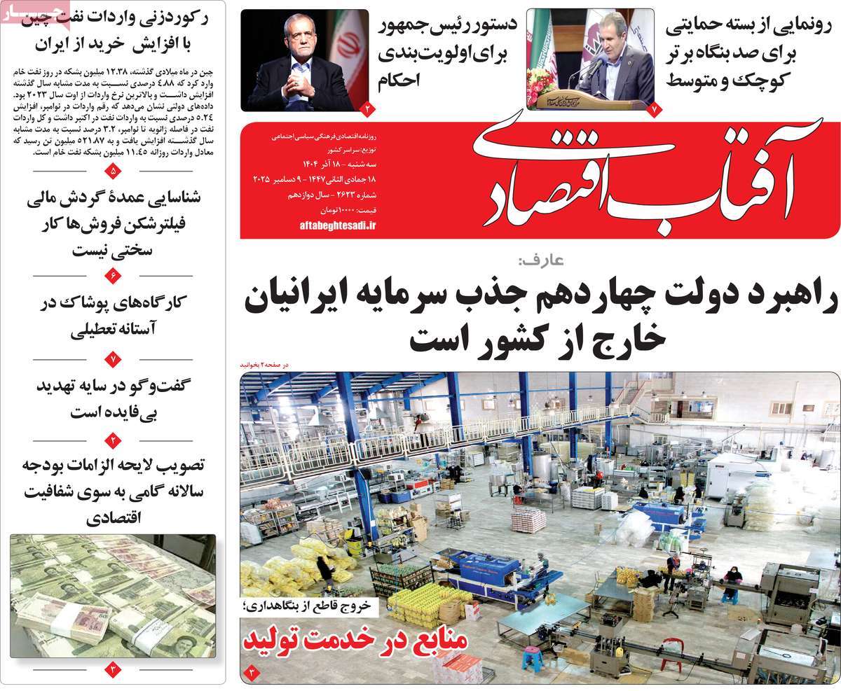 روزنامه آفتاب اقتصادی