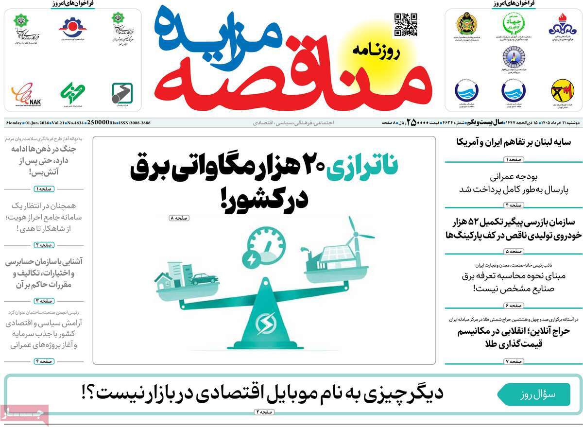 روزنامه مناقصه مزایده