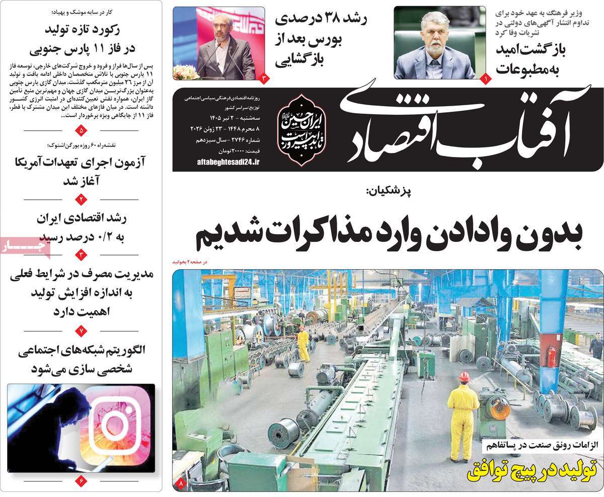 روزنامه آفتاب اقتصادی