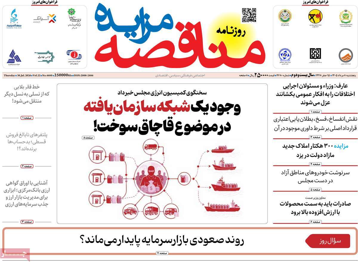 روزنامه مناقصه مزایده