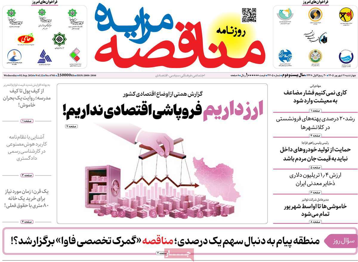 روزنامه مناقصه مزایده